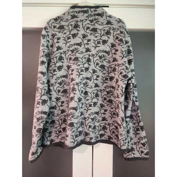 Appleseeds Wool Cardigan Women Sz 20 Grey Floral Grannycore Warmth Work - Picture 2 of 8